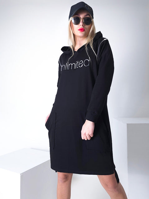 Unlimited hooded jumper dress Black
