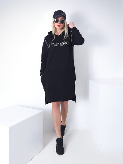 Unlimited hooded jumper dress Black