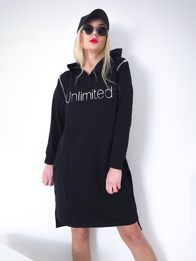 Unlimited hooded jumper dress Black