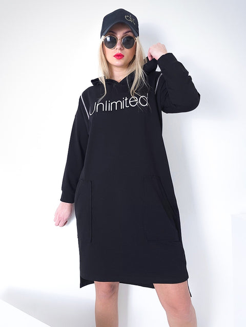 Unlimited hooded jumper dress Black