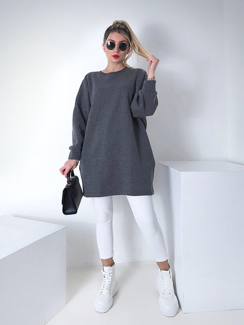 Oversize Don't give up jumper Grey