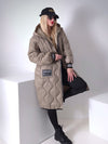 Sara Oversize Quilted hooded jacket Dark sand