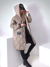 Sara Oversize Quilted hooded jacket Dark sand