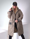 Sara Oversize Quilted hooded jacket Dark sand