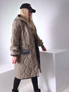 Sara Oversize Quilted hooded jacket Dark sand