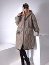 Sara Oversize Quilted hooded jacket Dark sand