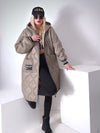 Sara Oversize Quilted hooded jacket Dark sand