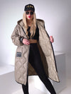Sara Oversize Quilted hooded jacket Dark sand