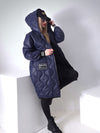 Sara Oversize Quilted hooded jacket Navy