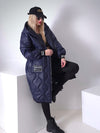 Sara Oversize Quilted hooded jacket Navy