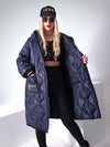 Sara Oversize Quilted hooded jacket Navy