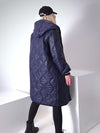 Sara Oversize Quilted hooded jacket Navy