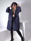 Sara Oversize Quilted hooded jacket Navy