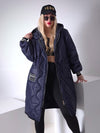 Sara Oversize Quilted hooded jacket Navy