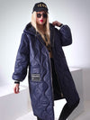 Sara Oversize Quilted hooded jacket Navy