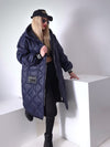Sara Oversize Quilted hooded jacket Navy