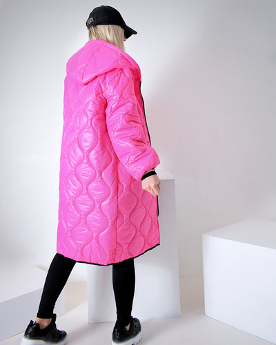 Sara Oversize Quilted hooded jacket Pink