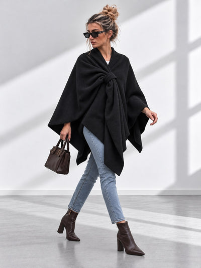 Sofia Soft Brushed Pull-Through Poncho Black