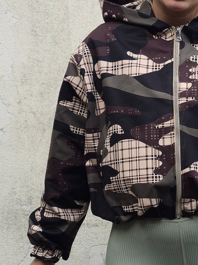Lexi Camo Print Hooded Bomber Jacket