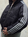 Bella Quilted Stripe Bomber Jacket Black