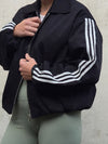 Luna Stripe Zip-Up Jacket Black