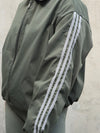 Luna Stripe Zip-Up Jacket Olive Green