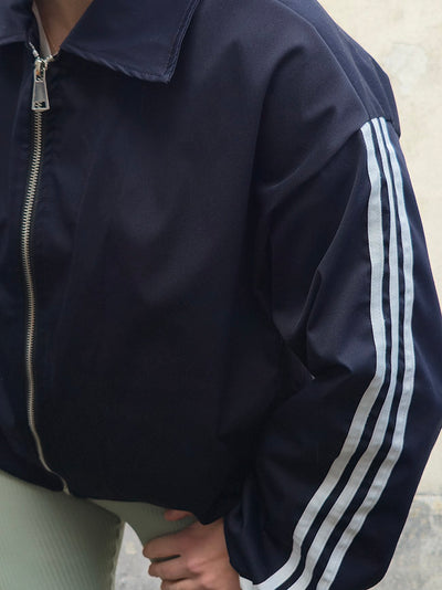 Luna Stripe Zip-Up Jacket Navy