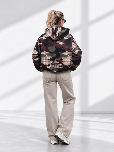 Lexi Camo Print Hooded Bomber Jacket