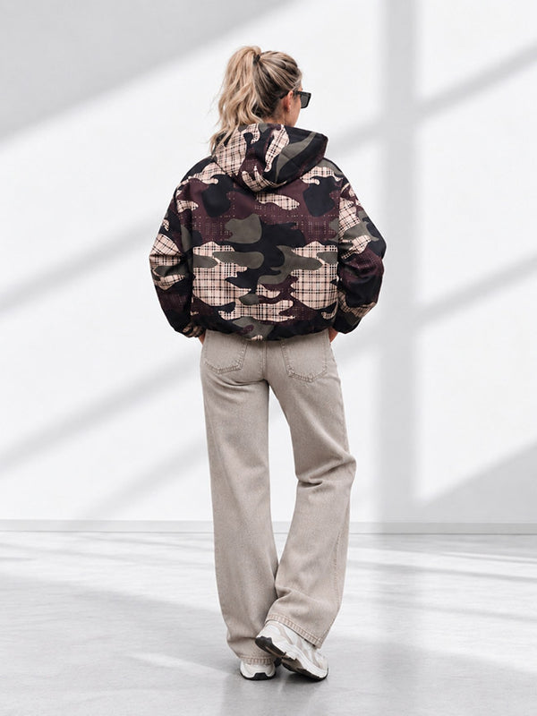 Lexi Camo Print Hooded Bomber Jacket