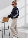 Luna Stripe Zip-Up Jacket Navy