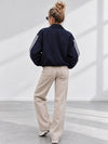 Luna Stripe Zip-Up Jacket Navy