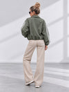 Luna Stripe Zip-Up Jacket Olive Green
