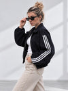 Luna Stripe Zip-Up Jacket Black