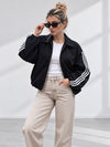 Luna Stripe Zip-Up Jacket Black