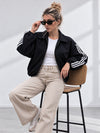 Luna Stripe Zip-Up Jacket Black