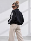 Luna Stripe Zip-Up Jacket Black