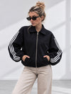Luna Stripe Zip-Up Jacket Black