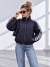 Bella Quilted Stripe Bomber Jacket Navy