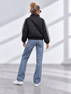 Bella Quilted Stripe Bomber Jacket Black