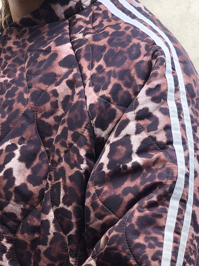 Lola Quilted Leopard Print Bomber Jacket