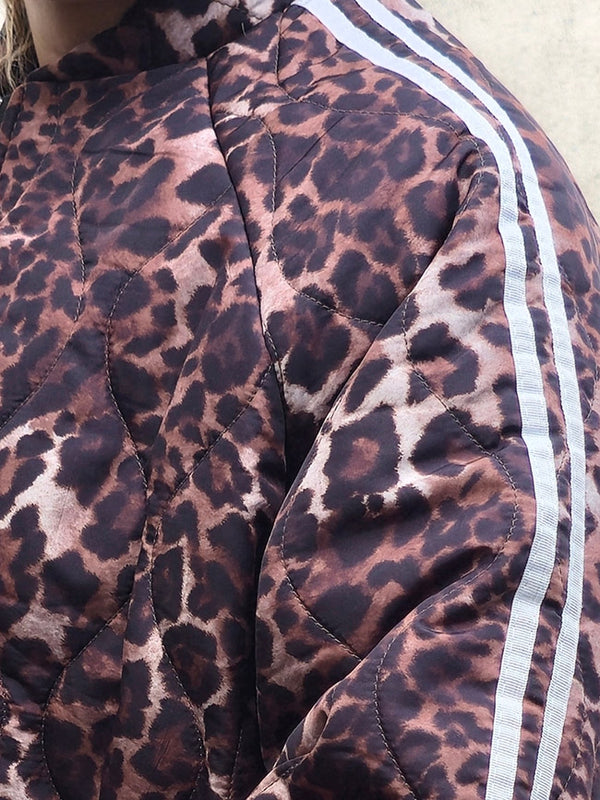 Lola Quilted Leopard Print Bomber Jacket