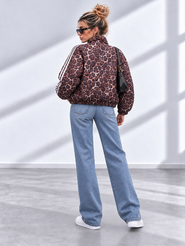 Lola Quilted Leopard Print Bomber Jacket
