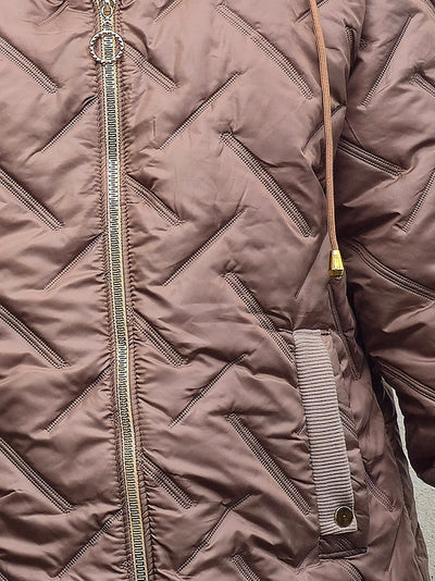 Zoe Oversize Quilted hooded jacket Taupe