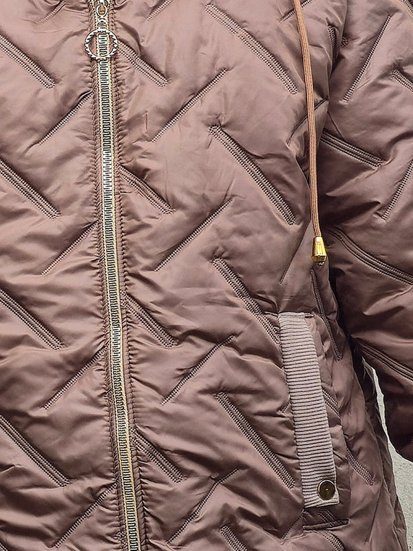 Zoe Oversize Quilted hooded jacket Taupe