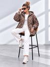 Zoe Oversize Quilted hooded jacket Taupe