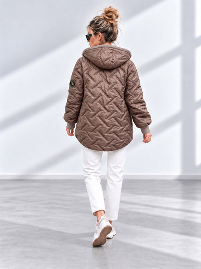 Zoe Oversize Quilted hooded jacket Taupe