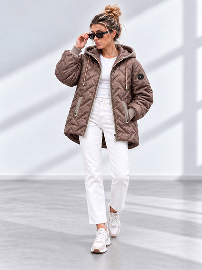 Zoe Oversize Quilted hooded jacket Taupe