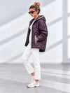 Zoe Oversize Quilted hooded jacket Dark Plum