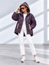 Zoe Oversize Quilted hooded jacket Dark Plum