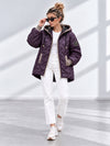 Zoe Oversize Quilted hooded jacket Dark Plum